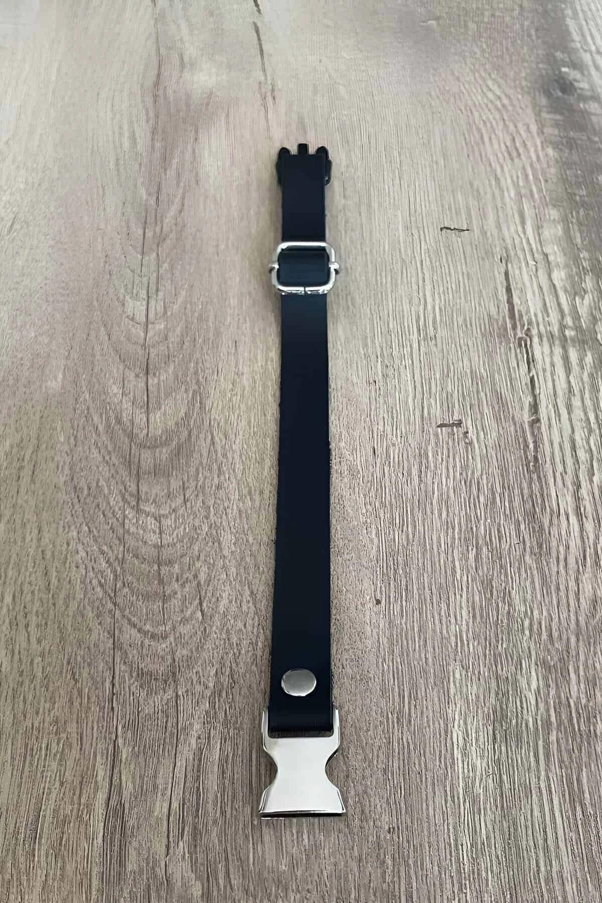 Adjustable Faux Leather Collar with Silver Buckle