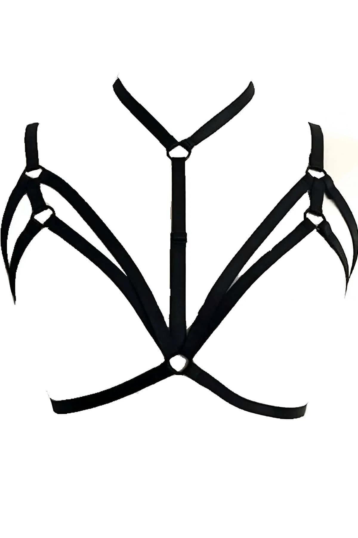 Elastik göğüs harness büyük beden 2XL 3XL siyah çoklu bant deseni