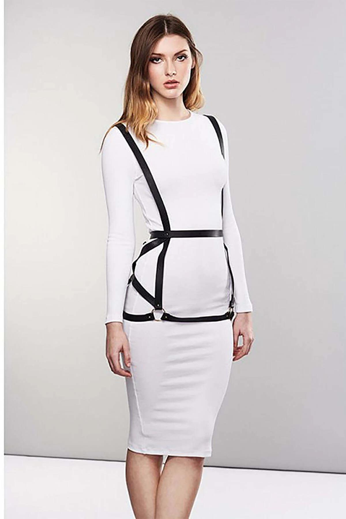 geometrik siyah harness bel kayışları ayarlanabilir toka gümüş metal donanım