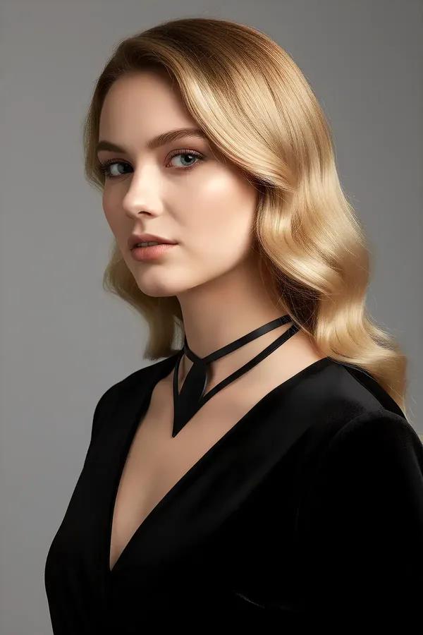 siyah mat vegan deri choker kolye damla kesim uçlu ince bant minimalist tasarım