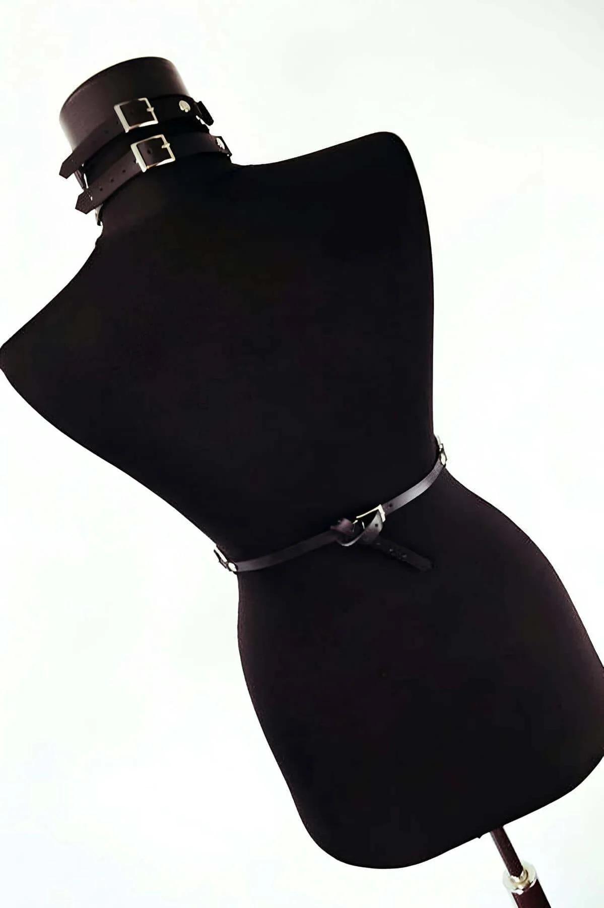 suni deri harness bel kemeri gümüş O-ring 5 cm çap detay