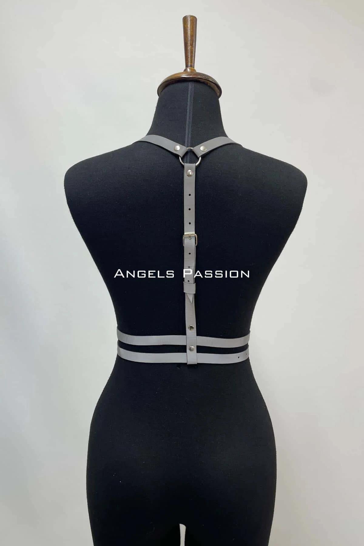 Black Reflective Chest Harness with Chrome Buckles