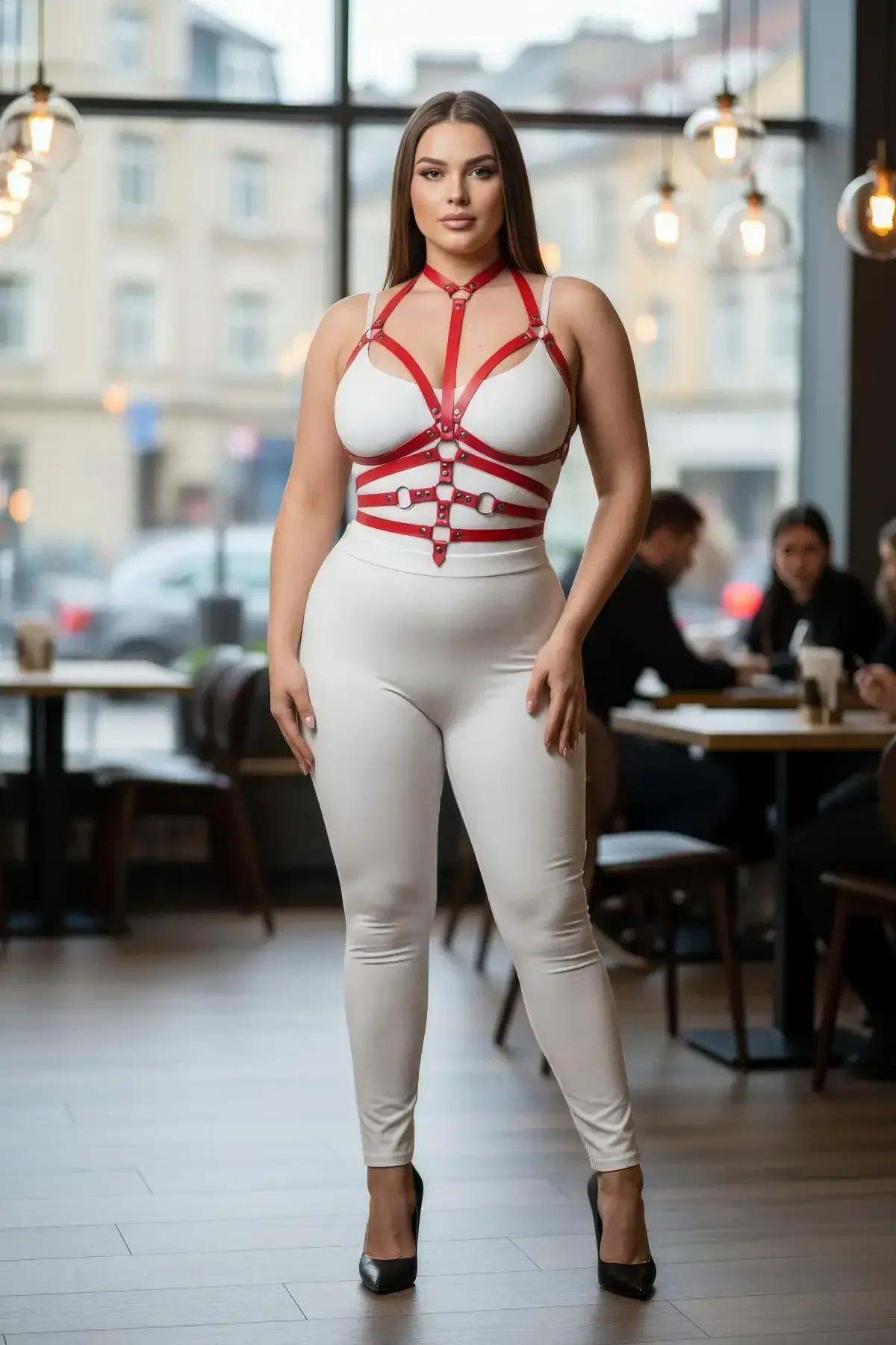 ayarlanabilir kırmızı harness takım metal toka bel 80-120 cm arka görünüm