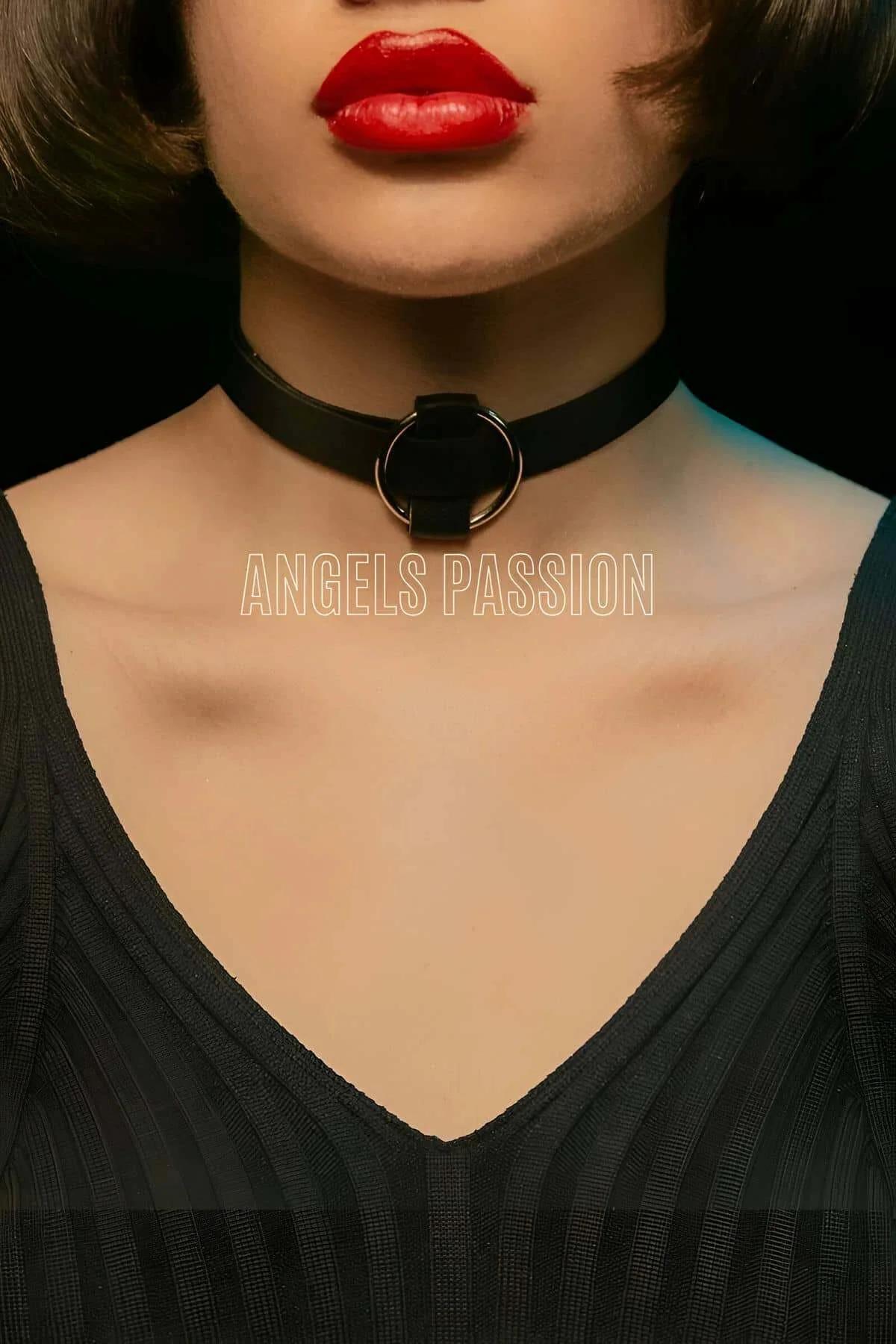 siyah vegan deri choker ince bant O-halka detay yakın çekim
