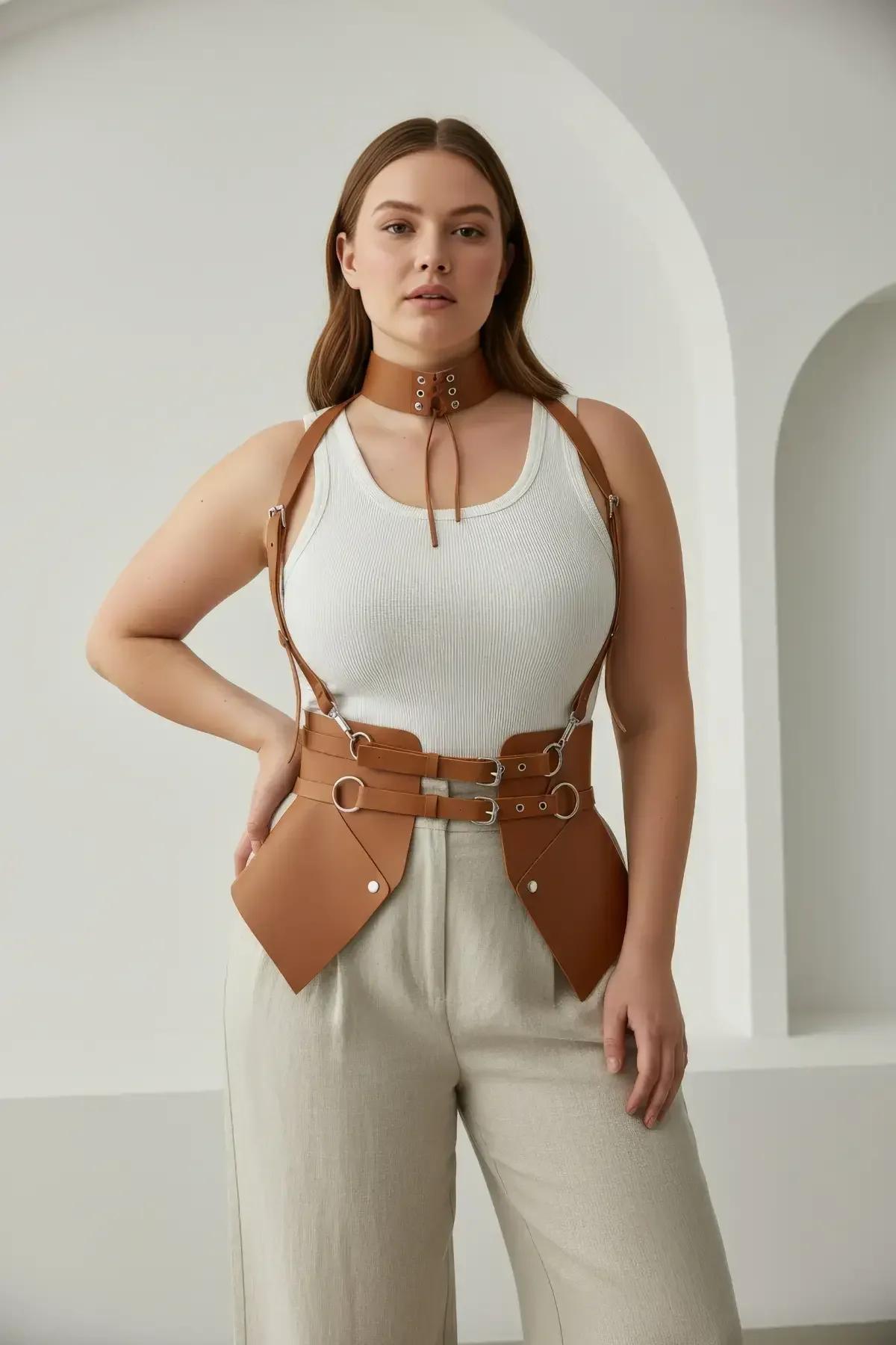 Waspie Corset Harness with Choker & Shoulder Straps