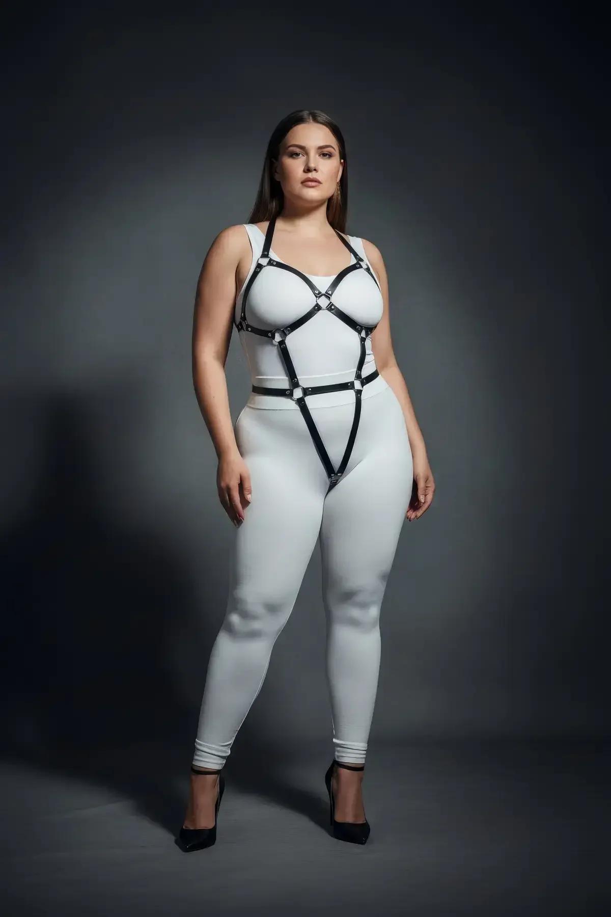 siyah full body harness kalça halkası detayı 100-130 cm ayarlanabilir