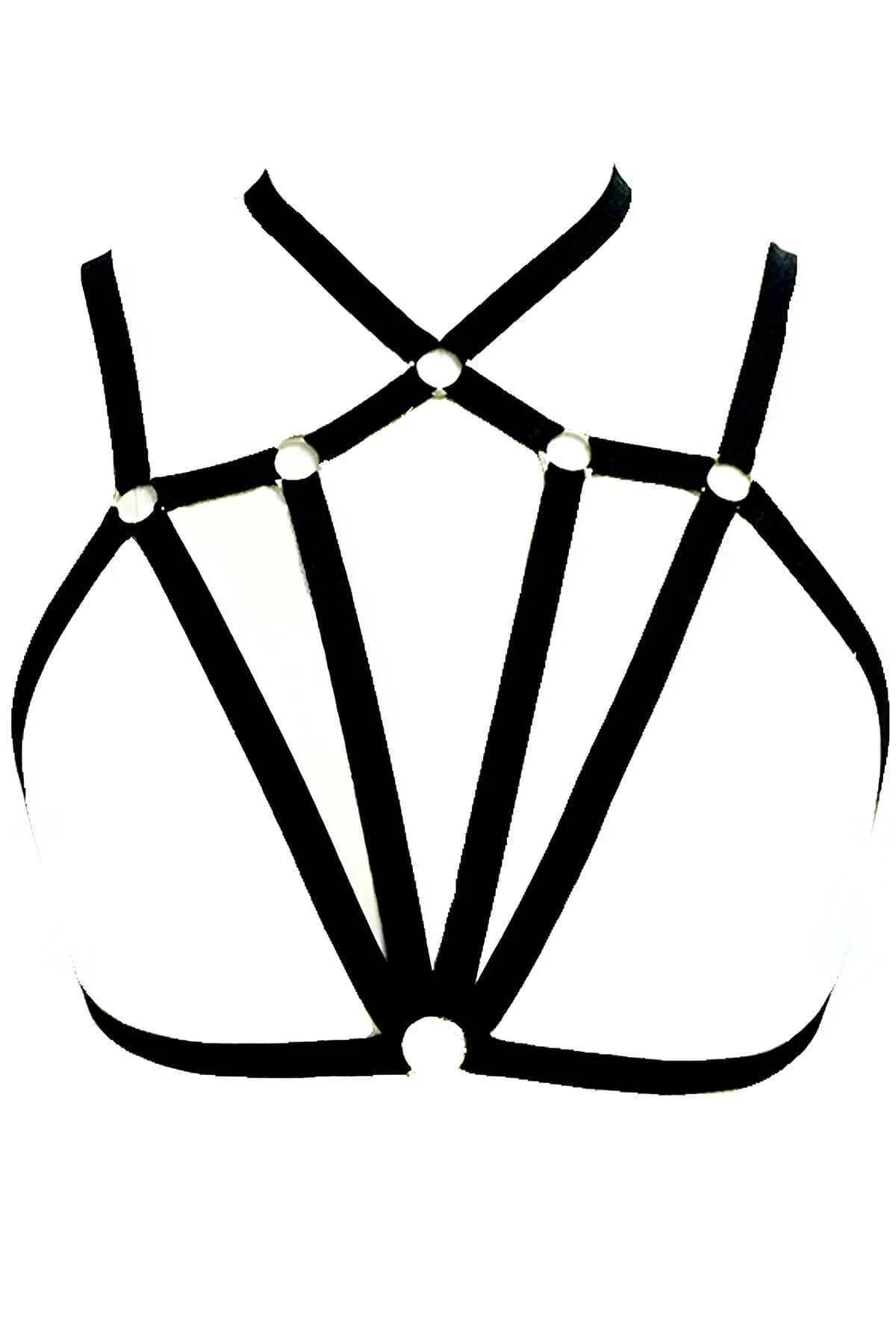 elastik göğüs harness siyah lastik bant kadife elbise üzerinde kombinlenmiş