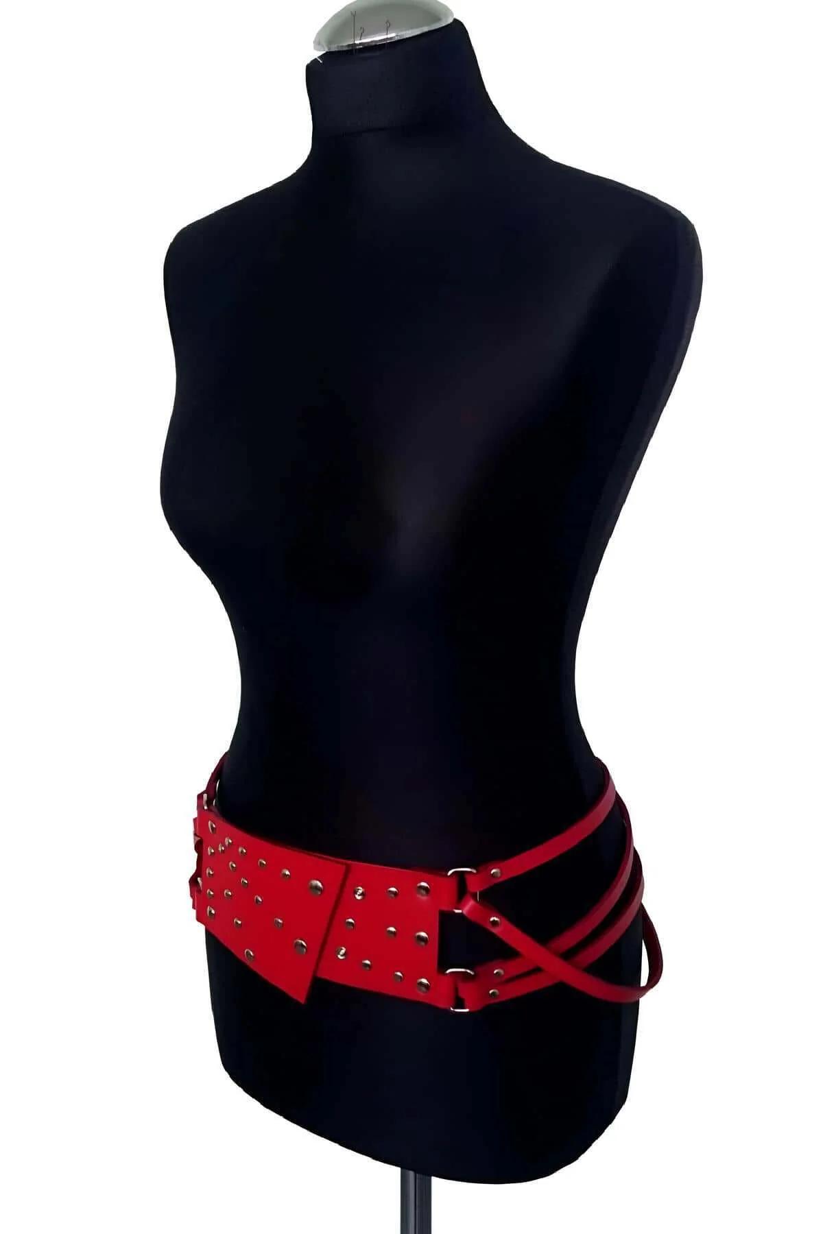 Studded Faux Leather Body Harness with Adjustable Straps