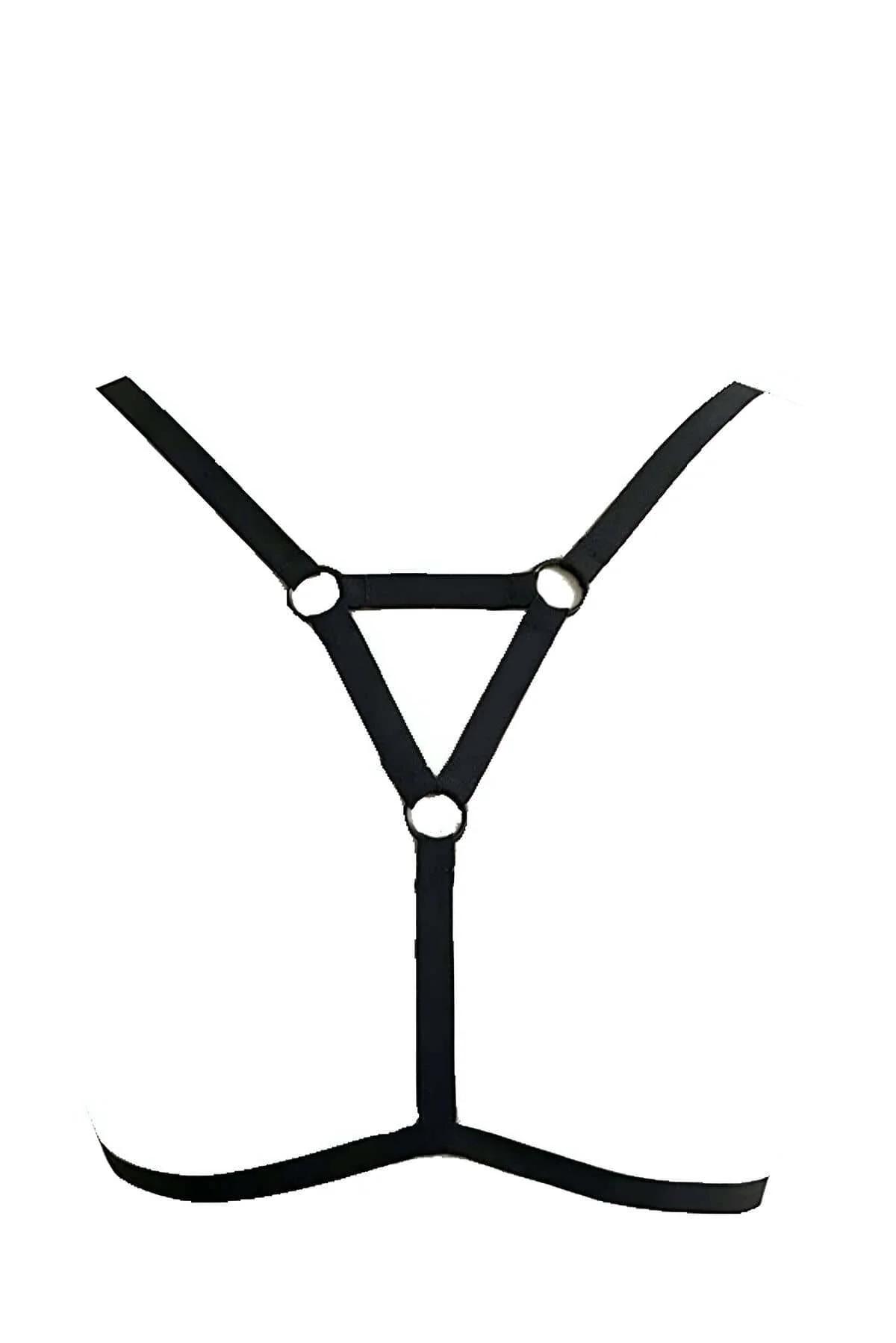 siyah elastik harness L/XL beden triko üzerinde geometrik siluet