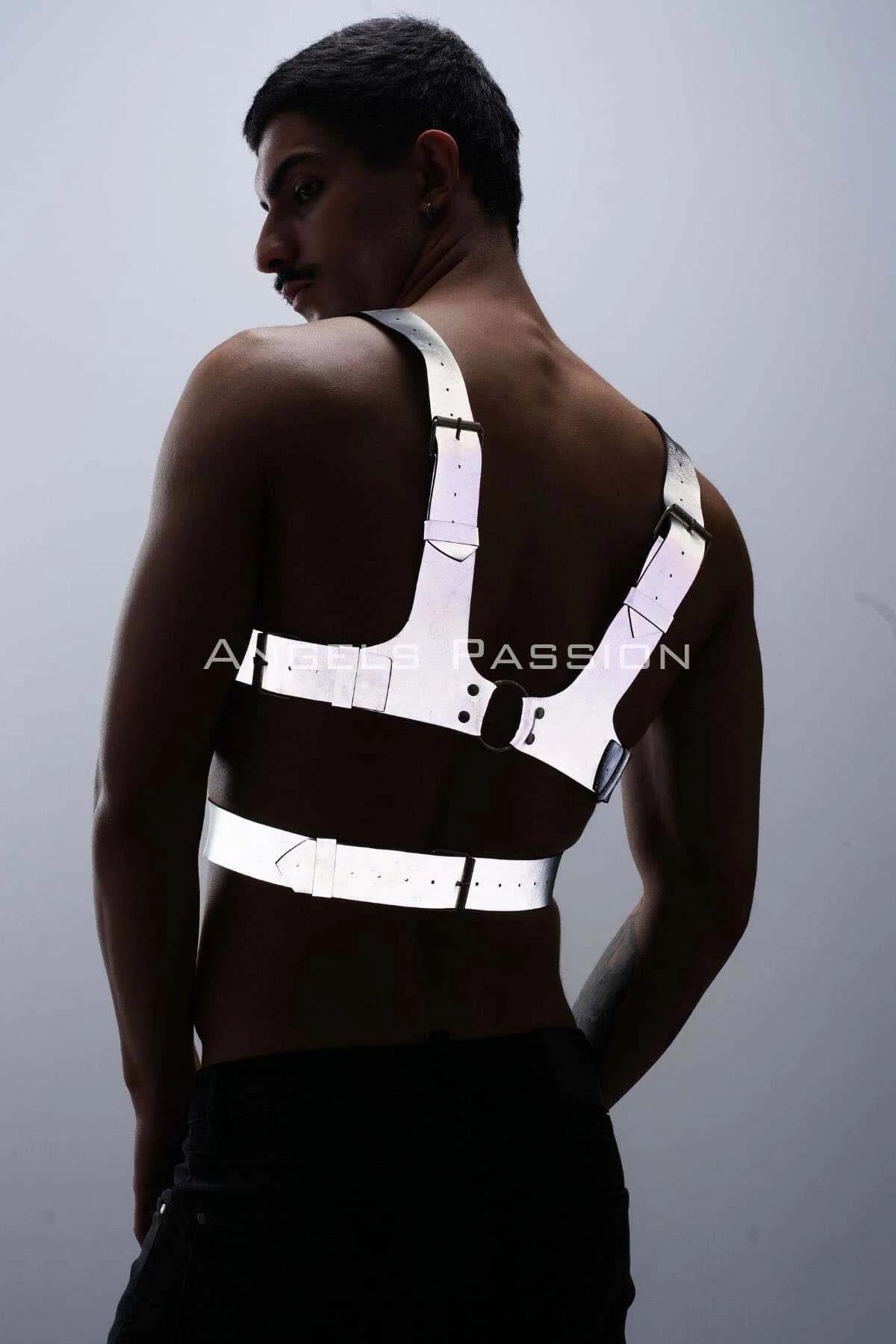 Reflective White Chest Harness with Adjustable Straps