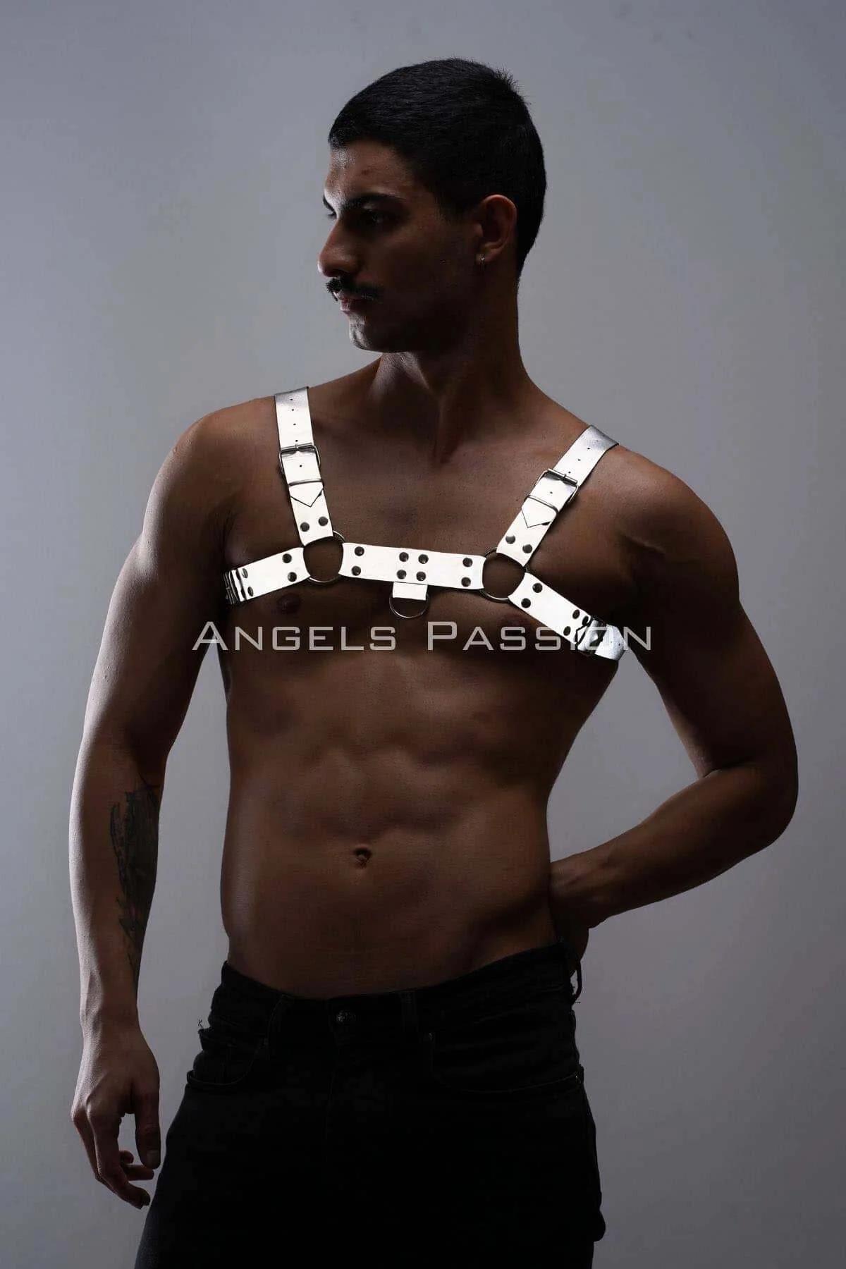 Beyaz reflektörlü erkek partywear harness 70-110 cm ayarlanabilir tokalı sistem