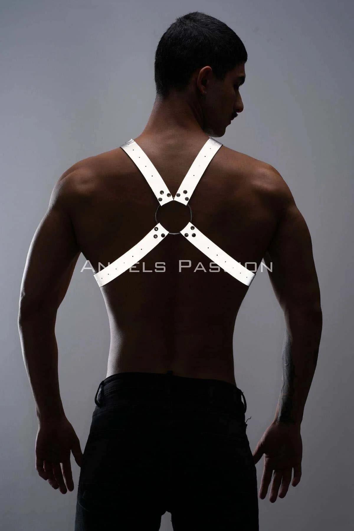 White Reflective Chest Harness with Cross-Strap O-Ring