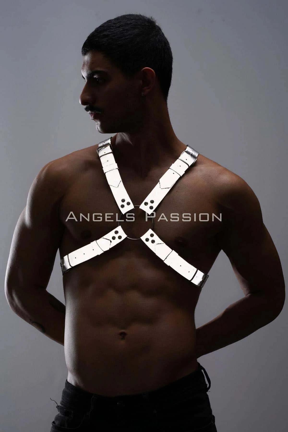 White Reflective Chest Harness with Cross-Strap O-Ring