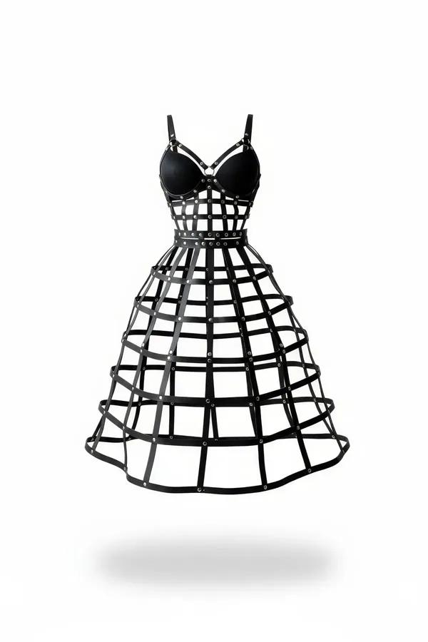 Faux Leather Full Body Cage Dress Harness