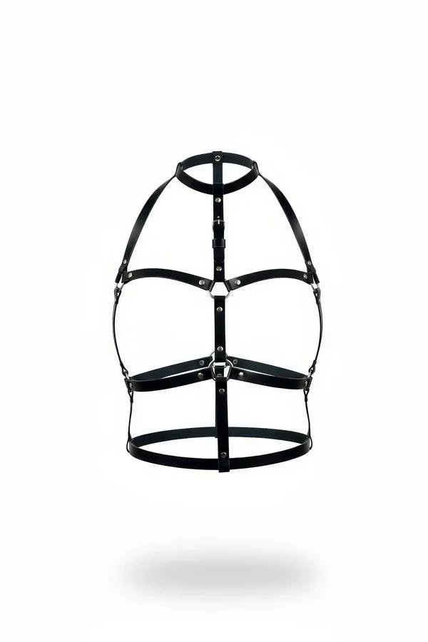 Caged Faux Leather Body Harness with Adjustable O-Rings