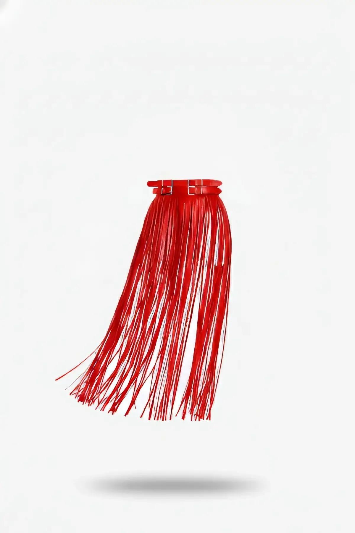 Red Fringe Tassel Waist Harness Skirt