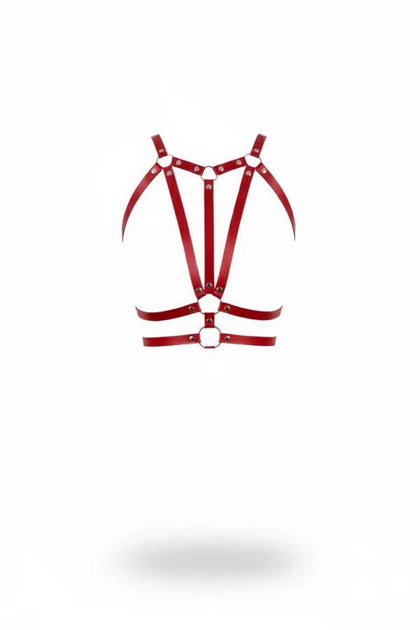 Faux Leather Caged Underbust Chest Harness with O-Rings