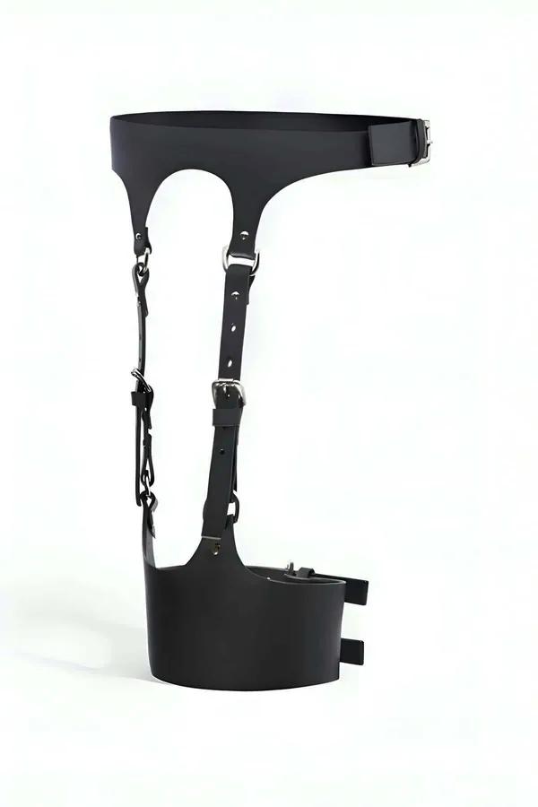 Single Leg Harness with Wide Faux Leather Waist Belt