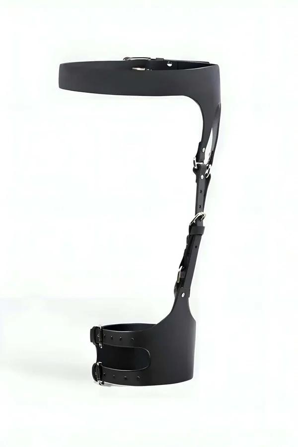 Single Leg Harness with Wide Faux Leather Waist Belt