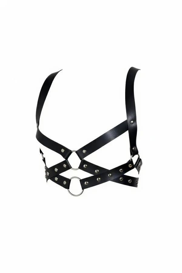Studded Caged Faux Leather Chest Harness