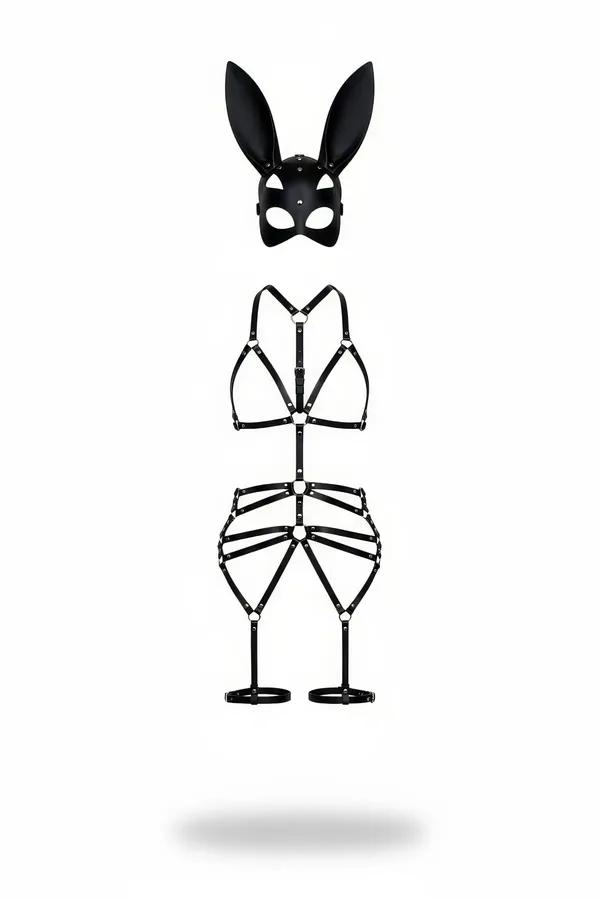 Full Body Harness Set with Bunny Mask & Leg Cuffs