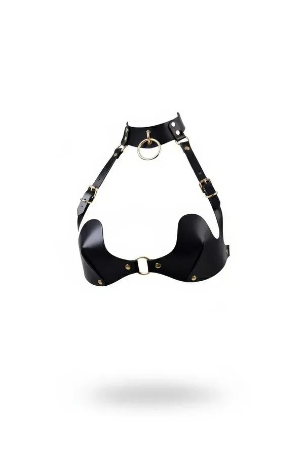 Sculpted Vegan Leather Underbust Harness with O-Ring Choker