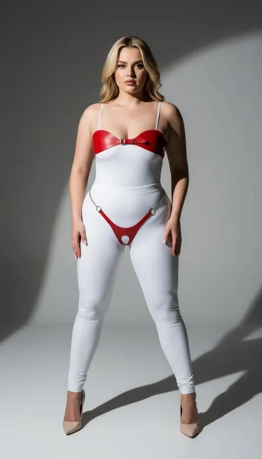 Red Faux Leather Chain Detailed Body Harness Set