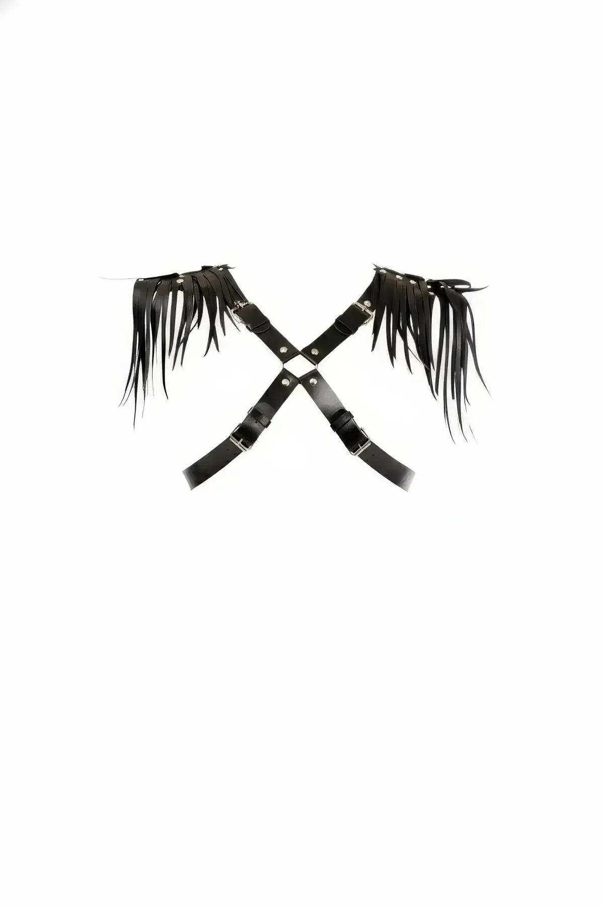 Fringe Detail Faux Leather Cross Body Harness