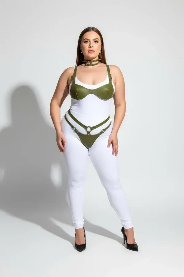 Vegan Leather Bra Harness and Garter Belt Set