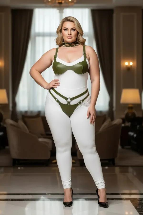 Vegan Leather Bra Harness and Garter Belt Set