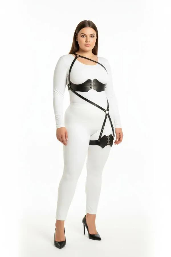 Plus Size Corset Body Harness with Thigh Strap