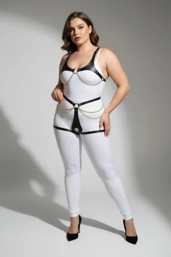 Black Body Harness with Gold Chains & O-Rings