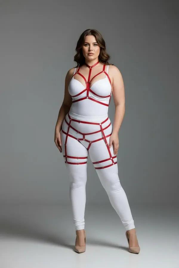 Strappy Full Body Harness with Adjustable Leg Garters