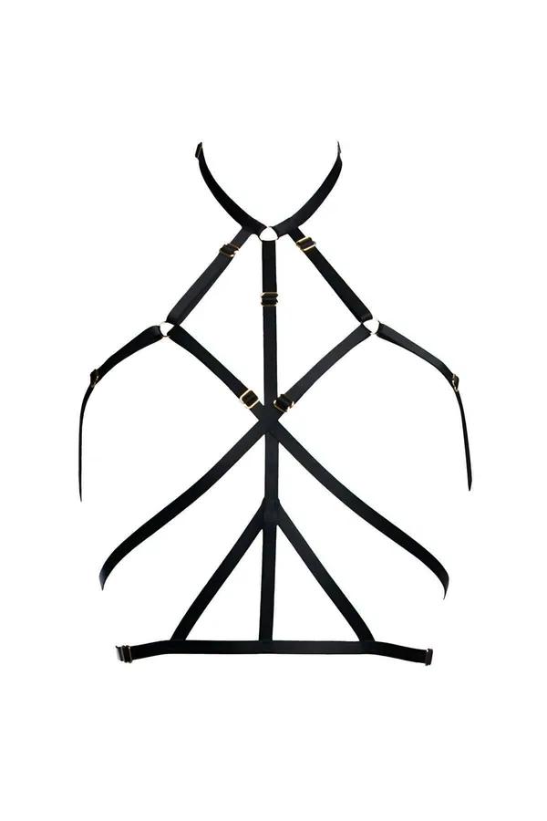 Strappy Harness Bra with Garter Belt Set