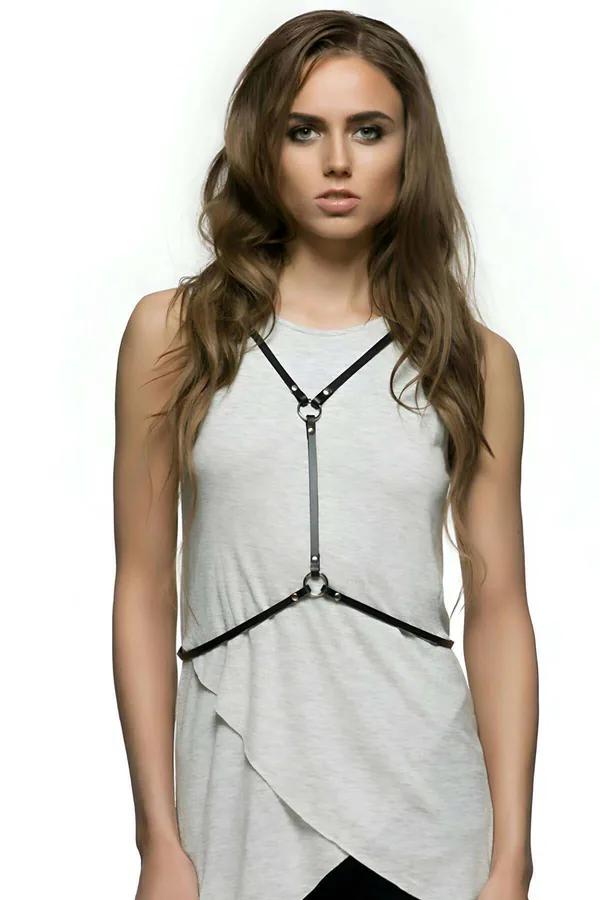 X-Back Faux Leather Body Harness with O-Ring