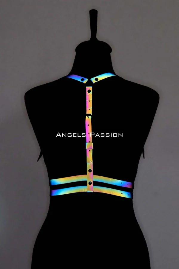 Reflective Rainbow Body Harness with Adjustable Straps