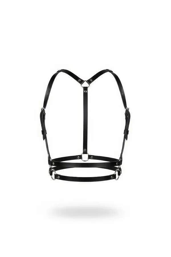 Minimalist Faux Leather Chest Harness with O-Rings