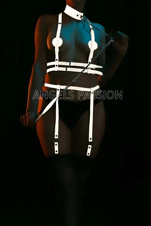 Reflective Full Body Harness with Detachable Chain Leash