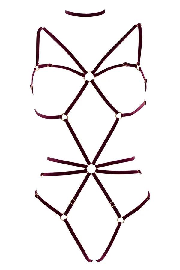 Sexy Body Harness Lingerie - Velvet Strappy Caged Adjustable