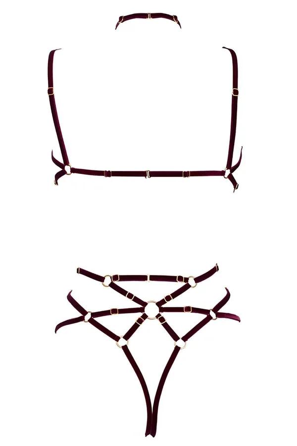 Sexy Body Harness Lingerie - Velvet Strappy Caged Adjustable