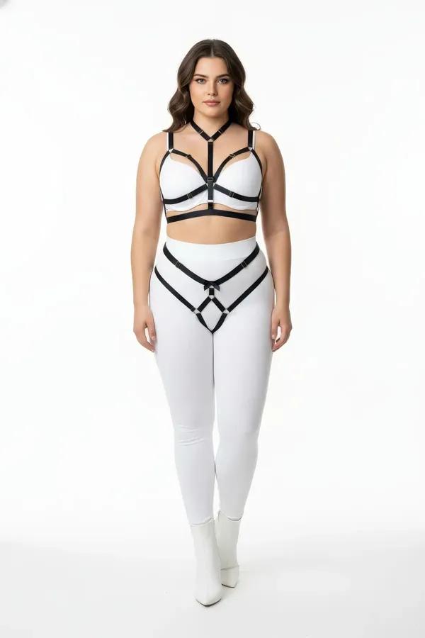 Adjustable Body Harness and Garter Belt Set with O-Rings