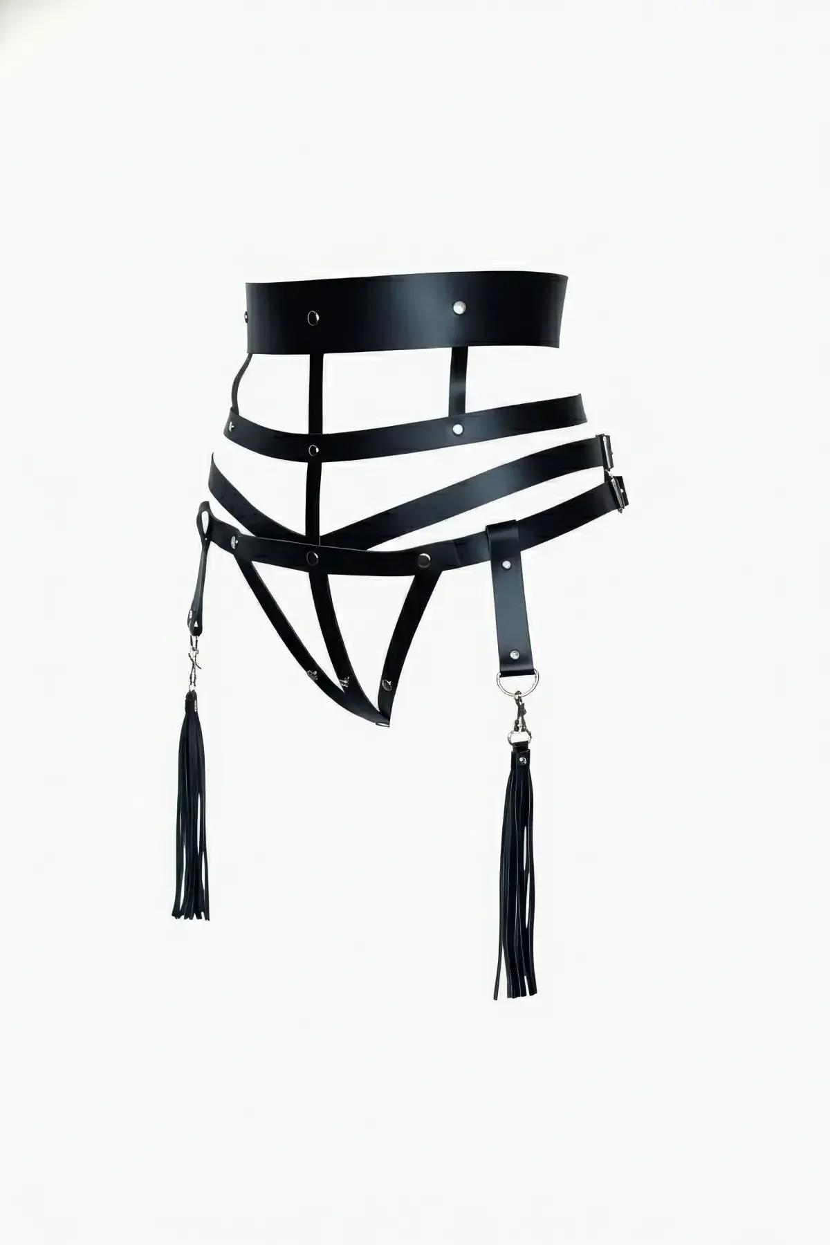 Wide Belt Harness with Multi-Strap Waist & Tassel Details