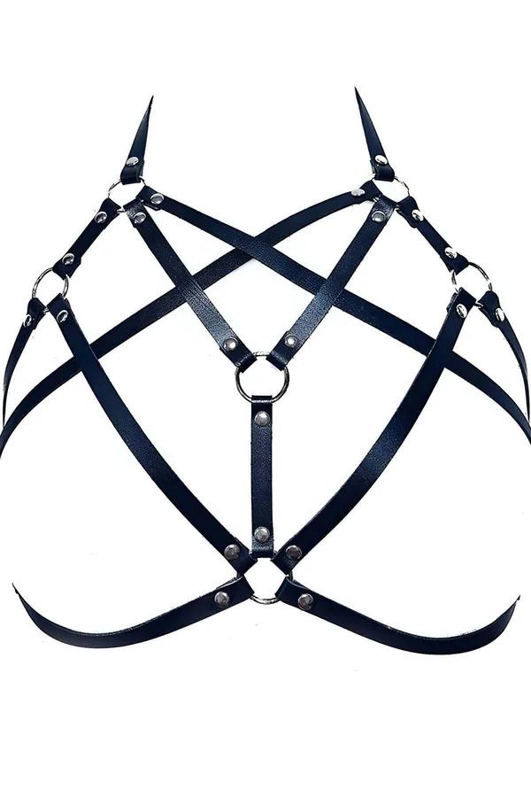 Strappy Star Chest Harness with O-Ring Details