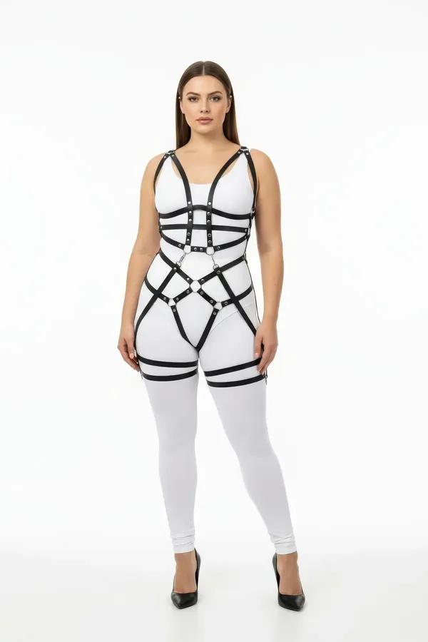 Full Body Faux Leather Harness with Intersecting O-Rings
