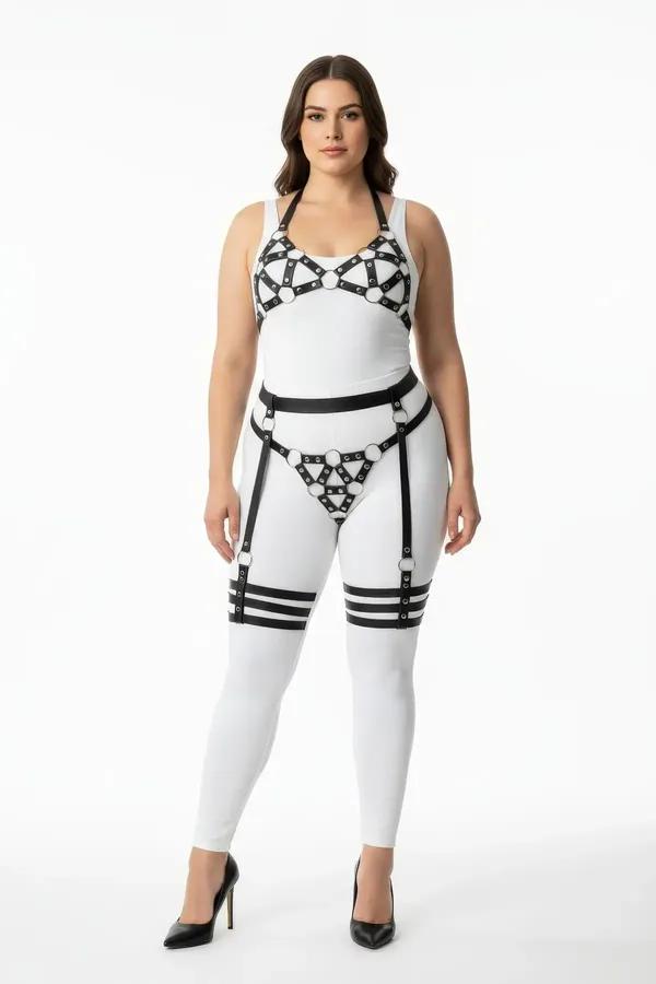Geometric O-Ring Harness Set with Detachable Garter Straps
