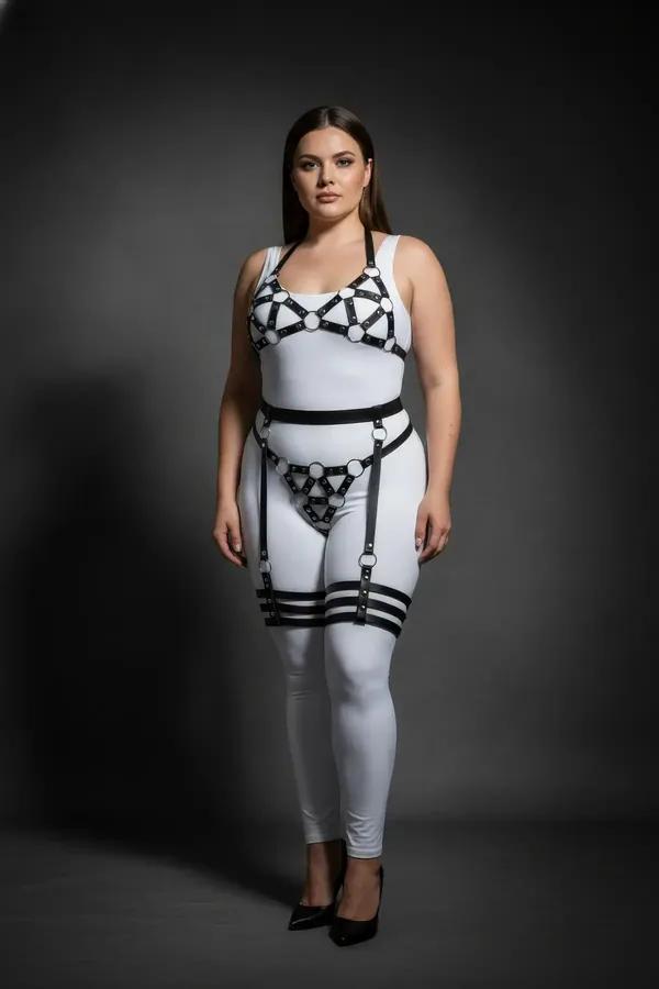 Geometric O-Ring Harness Set with Detachable Garter Straps