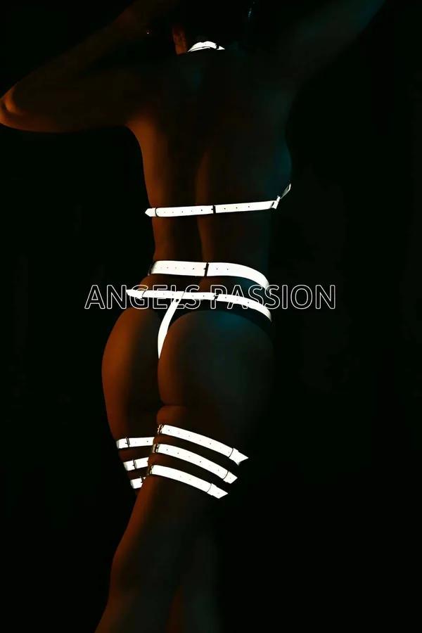 Reflective Body Harness with Strappy Thigh Cuffs