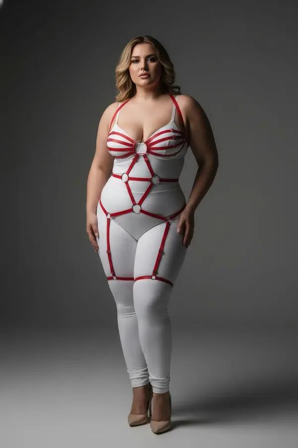 Full Body Caged Harness with O-Ring Details & Thigh Straps