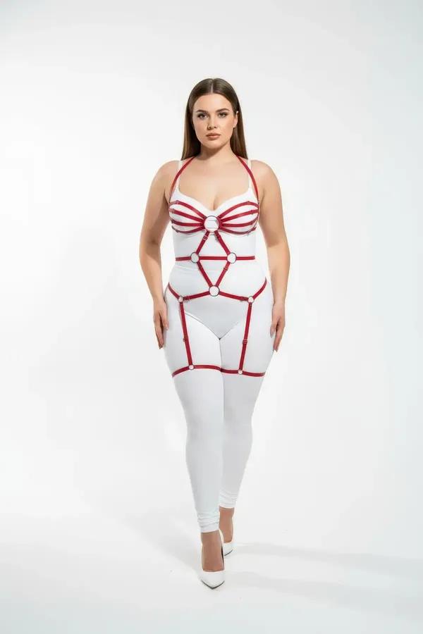 Full Body Caged Harness with O-Ring Details & Thigh Straps