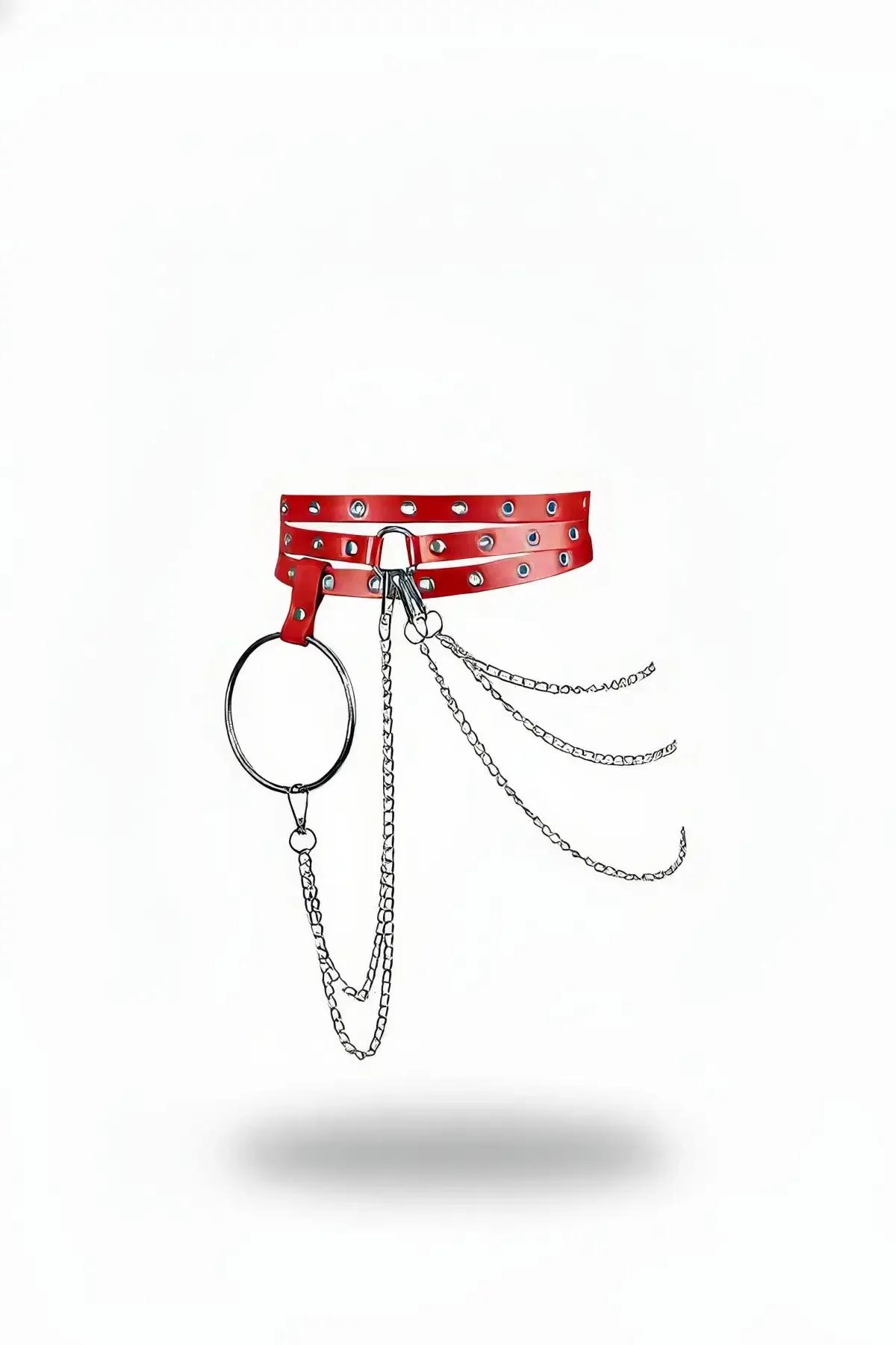 Triple Strap Waist Harness with O-Ring & Draped Chains